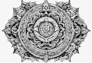Chest and shoulder Buddhist tattoo idea