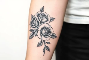 Traditional roses tattoo dedicated to my three kids tattoo idea