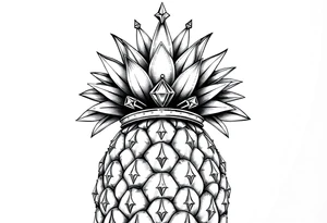 powerful pineapple with a crown,and diamonds tattoo idea