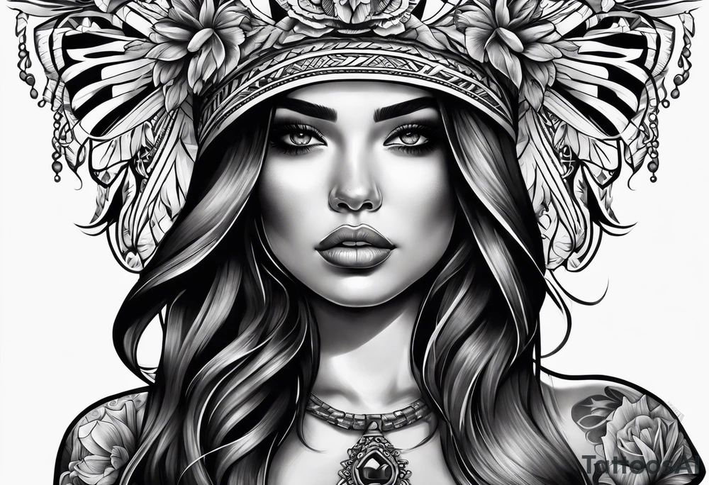 Chicano girl and skull tattoo idea