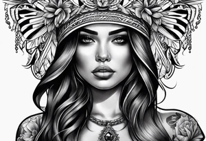 Chicano girl and skull tattoo idea