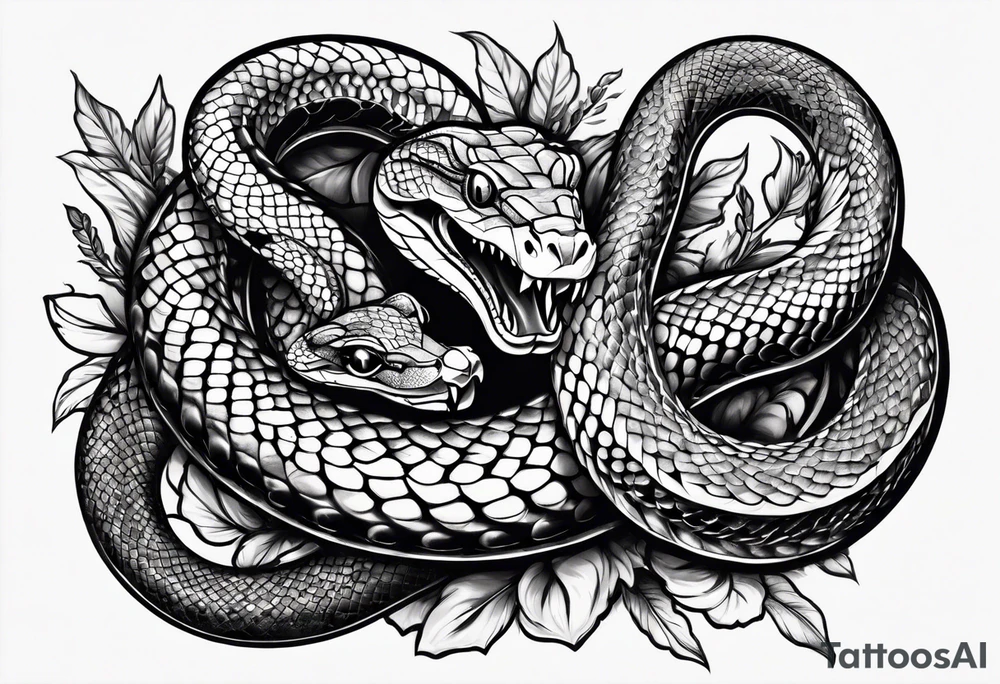 Two snakes fighting tattoo idea