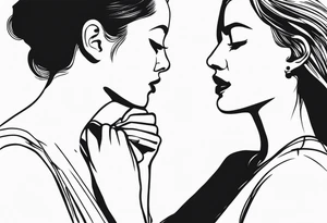 side profile of women holding hand on own throat throat tattoo idea