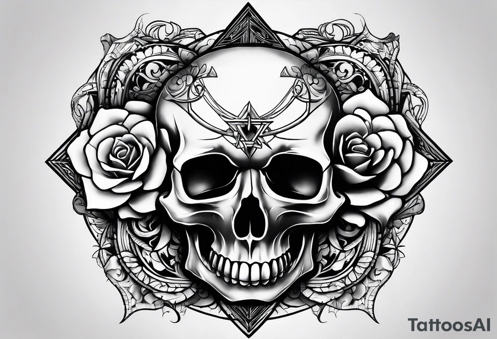 Pink Floyd skull rose tattoo idea
