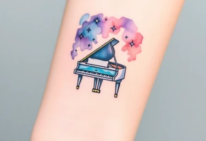 Grand piano under stars tattoo idea