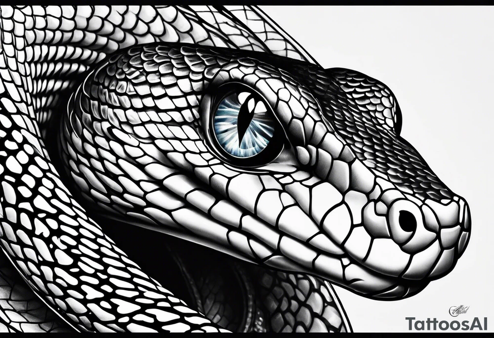 simple snake with blue eyes tattoo idea