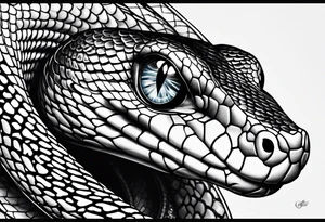 simple snake with blue eyes tattoo idea