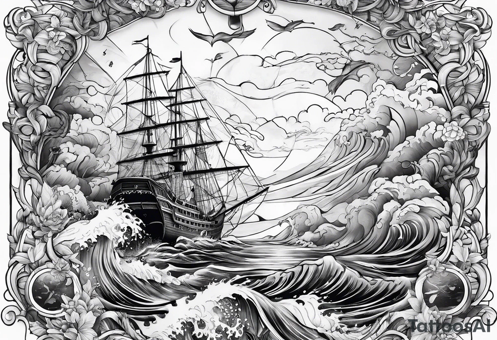 nautical map for an arm sleeve tattoo idea