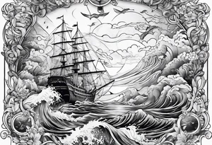 nautical map for an arm sleeve tattoo idea