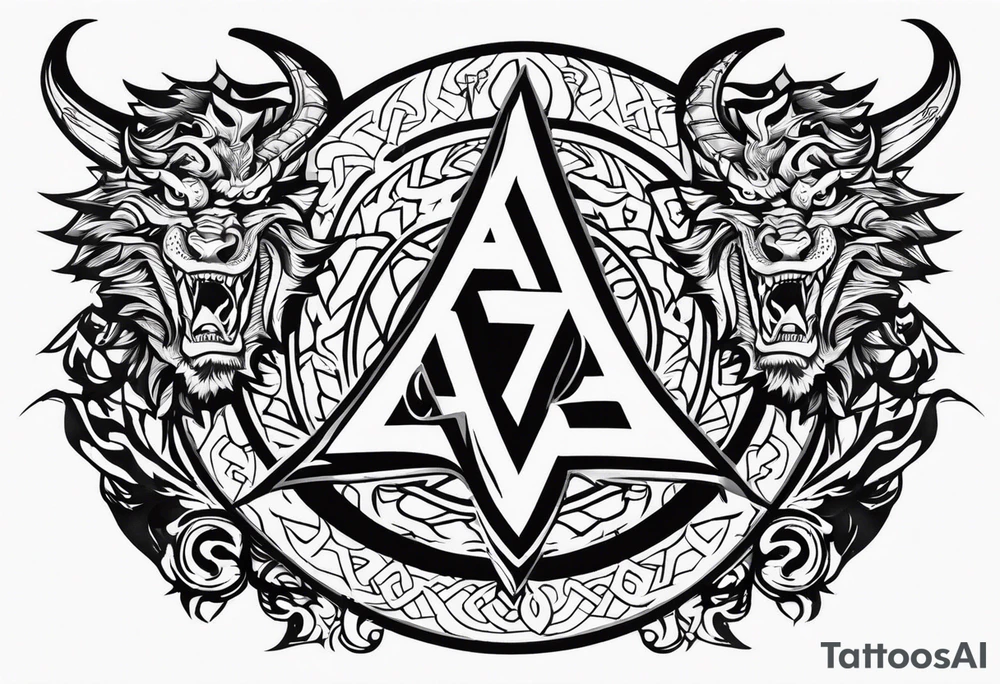 Valhalla sword shield dragon axe Valknut fire tattoo idea Valhalla sword shield dragon axe Valknut fire tattoo idea