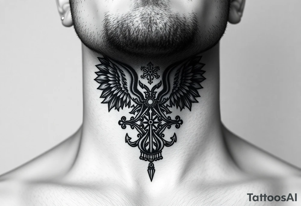 russian christian orthodox military neck design front facing tattoo idea