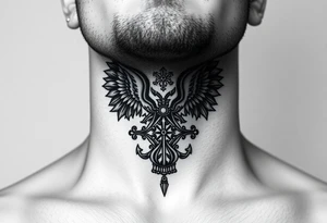 russian christian orthodox military neck design front facing tattoo idea