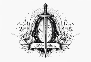 Feminine magical dagger with a splash of water swirling around it tattoo idea