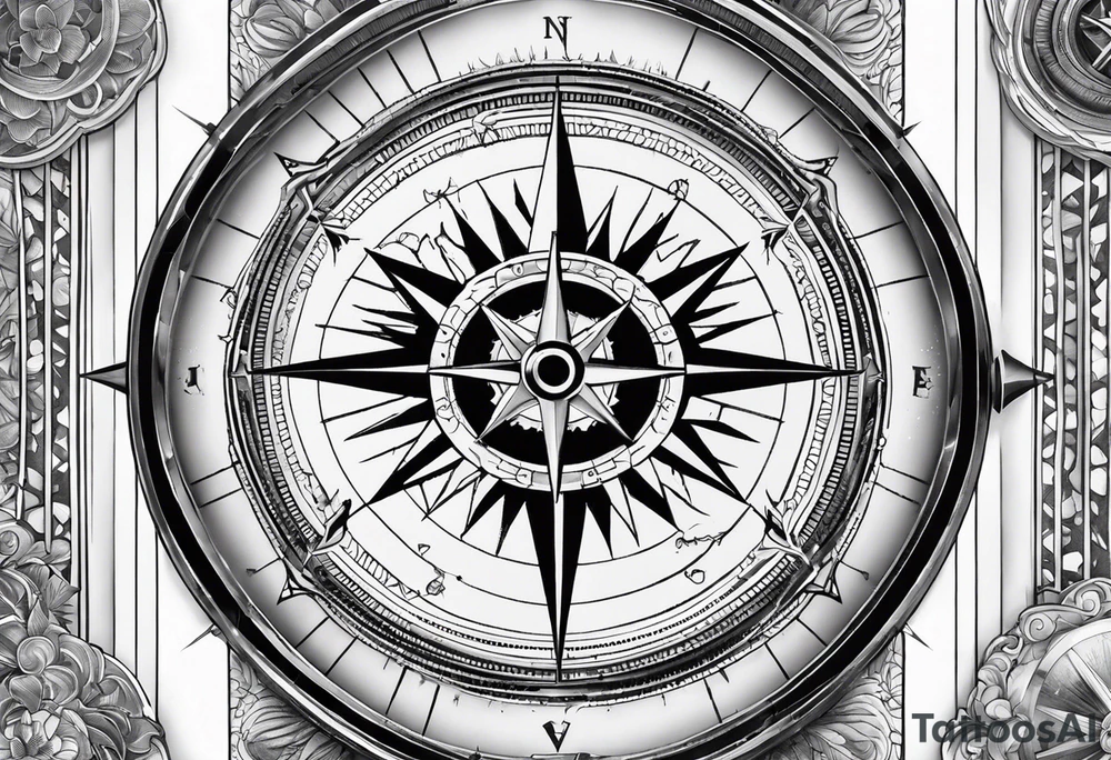 Modern Military Compass glass tattoo idea