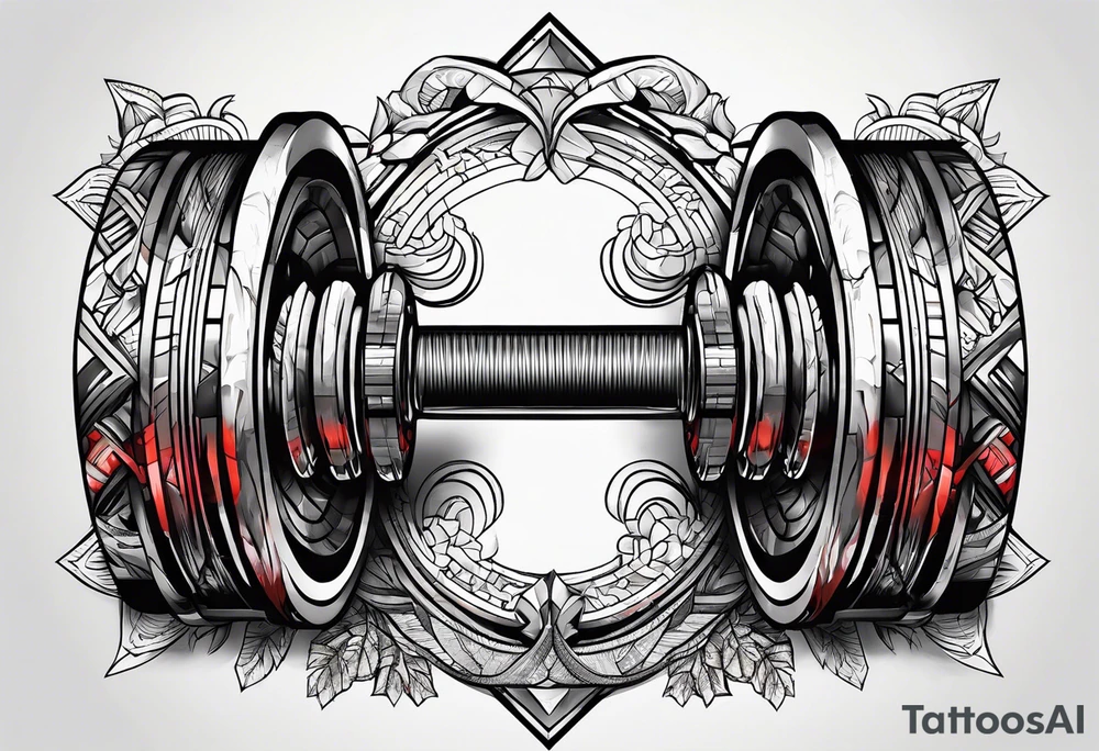 Dumbbell and strength mindset tattoo idea