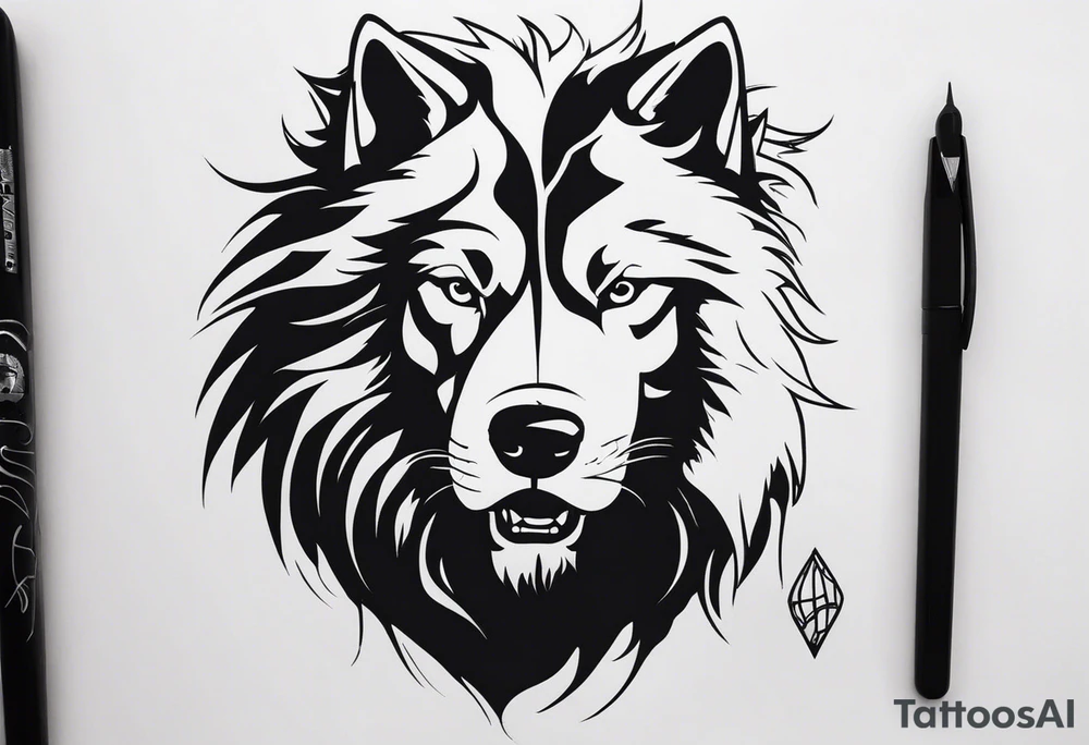 lobo, casa em chamas tattoo idea