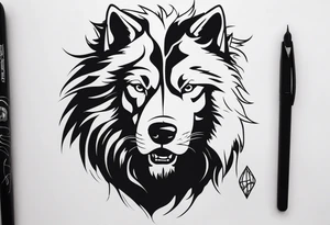 lobo, casa em chamas tattoo idea