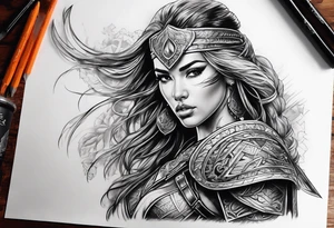 Woman warrior tattoo idea