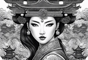Chinese wall, realistic,chinese art, no humans tattoo idea