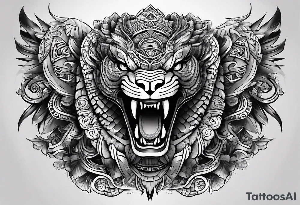 aztec snake sleeve tattoo idea