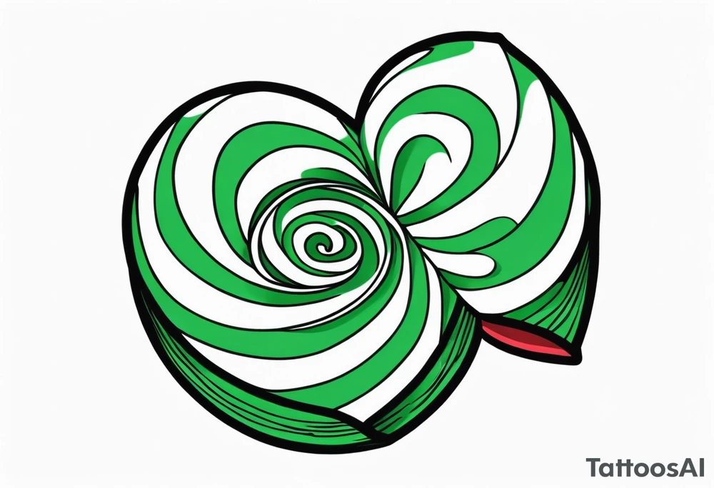 small tattoo of a green swirl peppermint candy in the wrapper tattoo idea
