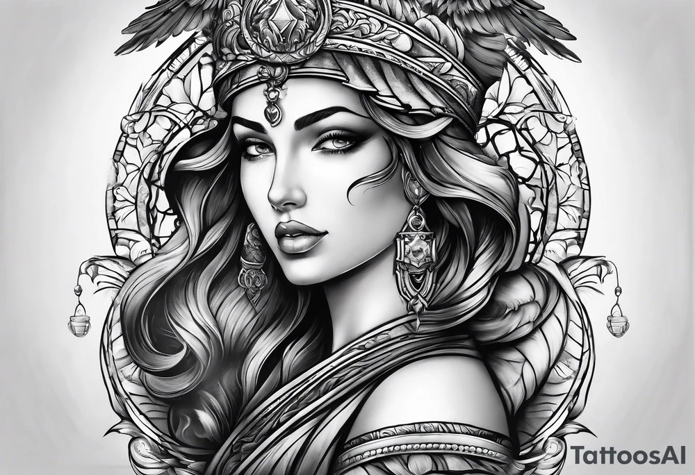 sleeve tattoo - courage, wisdom, temperance, justice tattoo idea