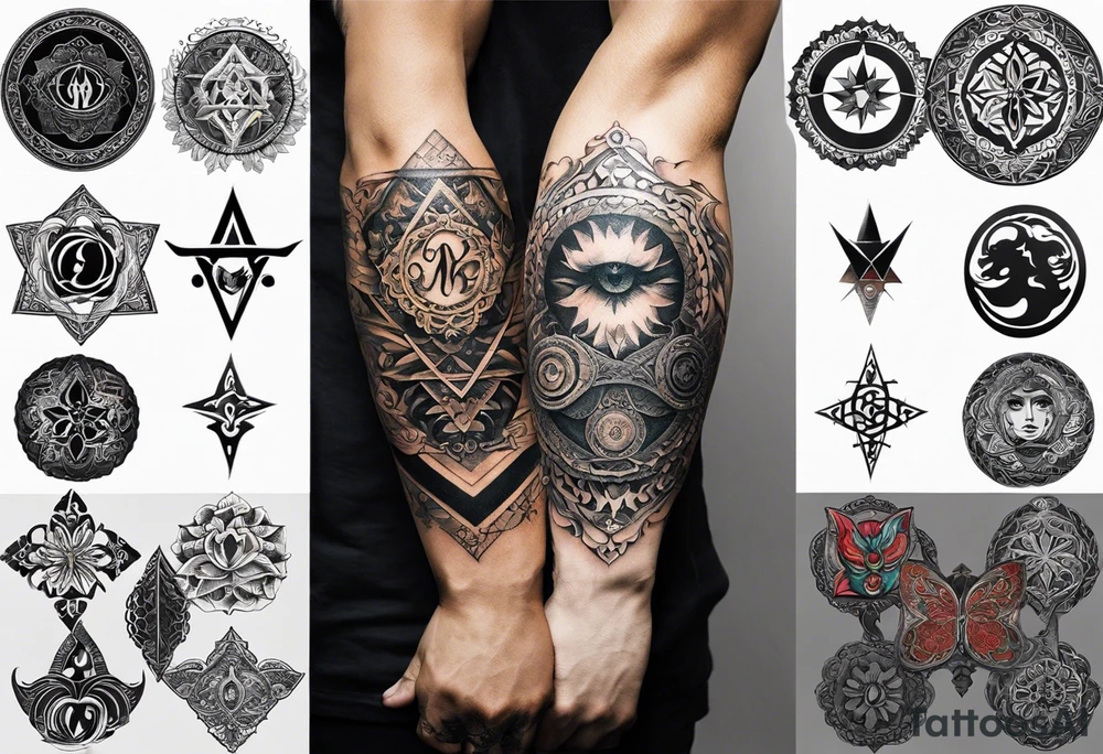 Duality tattoos represent the concept of opposing forces or aspects existing within oneself or in the world. They symbolize the interconnectedness of light and darkness, good and evil, or masculine and feminine energies. Duality tattoos can also signify balance and harmony, as finding equilibrium between contrasting elements is essential for personal growth. Additionally, they may illustrate the idea of choice and the constant decision-making process in life. Suitable placements for duality tattoos include the forearm, representing the constant interaction between opposing forces, or the back, emphasizing the idea of balance between different aspects of one's personality or beliefs. Below you will find a collection of duality tattoo design ideas for you to browse and get inspired by. tattoo idea