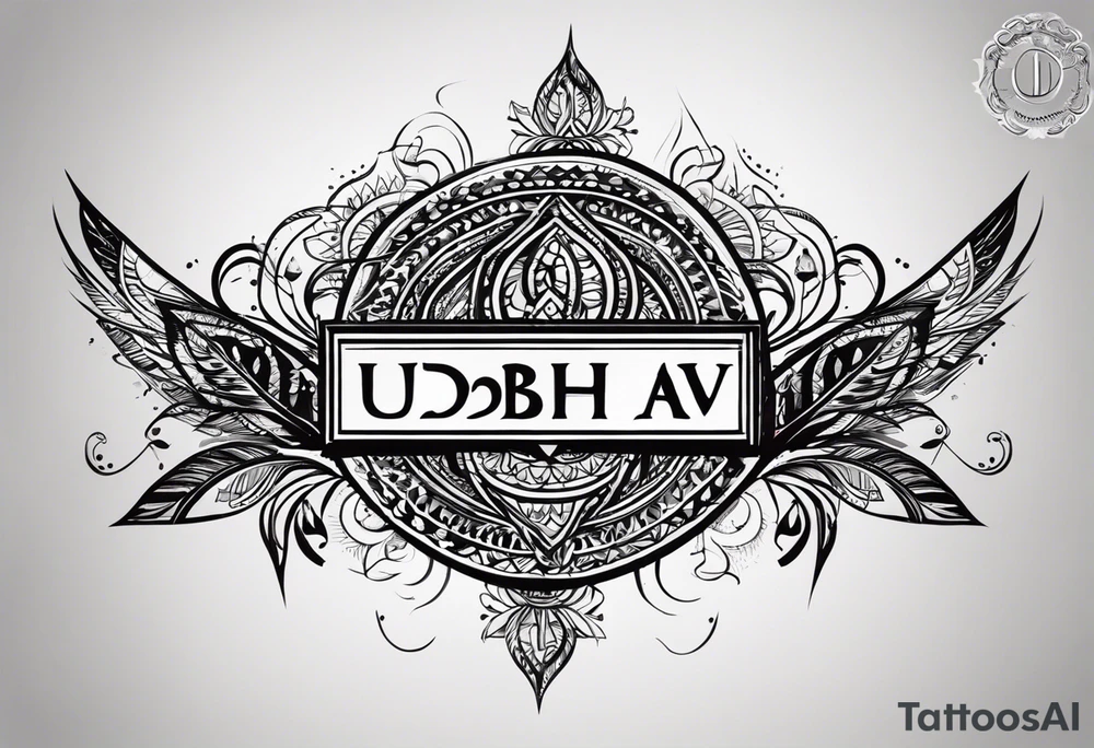 create simple and plain text tattoo which says Udbhav - a new beginning along with date 29.10.2015 tattoo idea