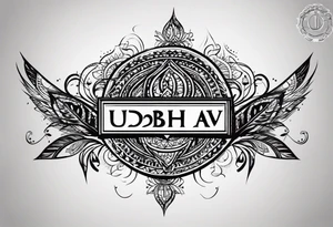 create simple and plain text tattoo which says Udbhav - a new beginning along with date 29.10.2015 tattoo idea
