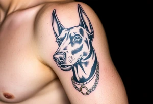 Doberman with a cigar and a gold chain tattoo idea