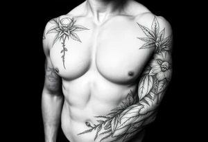 Idea for jungle tattoo to include a piece for my wife and child. tattoo idea