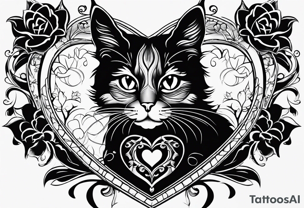 A cat with a heart tattoo idea