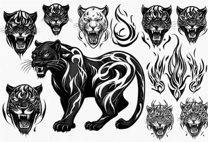 Panther with flames tattoo idea