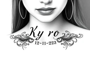 the name Kyro with birthday 12-12-23 tattoo idea