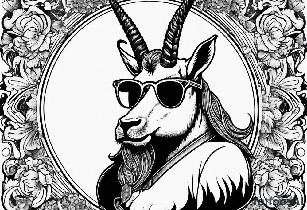 capricorn with sunglasses and shotgun tattoo idea