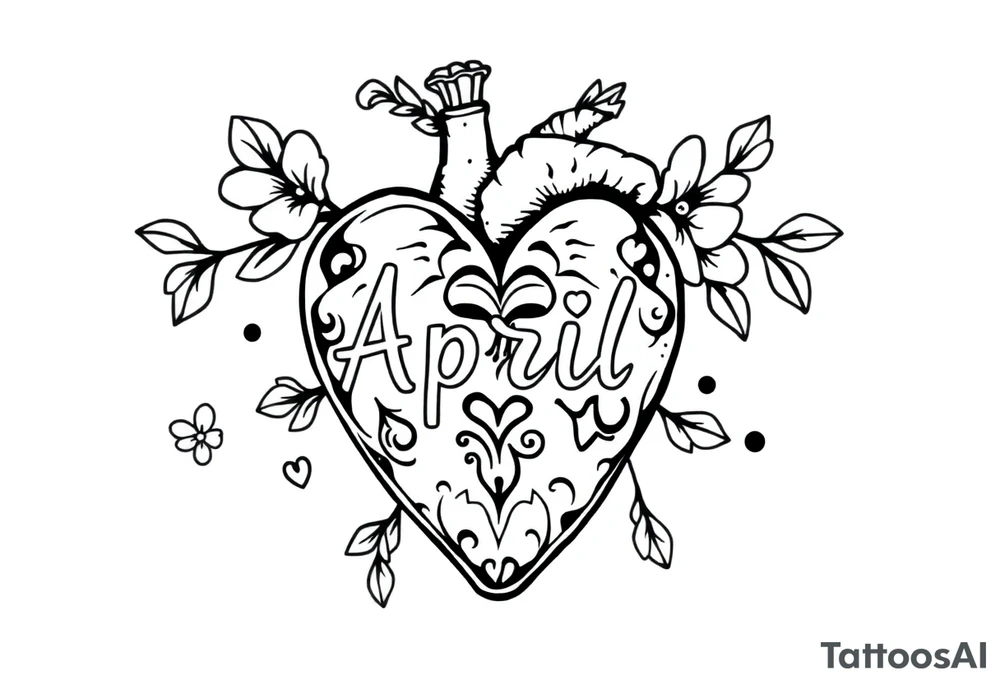 April heart tattoo idea