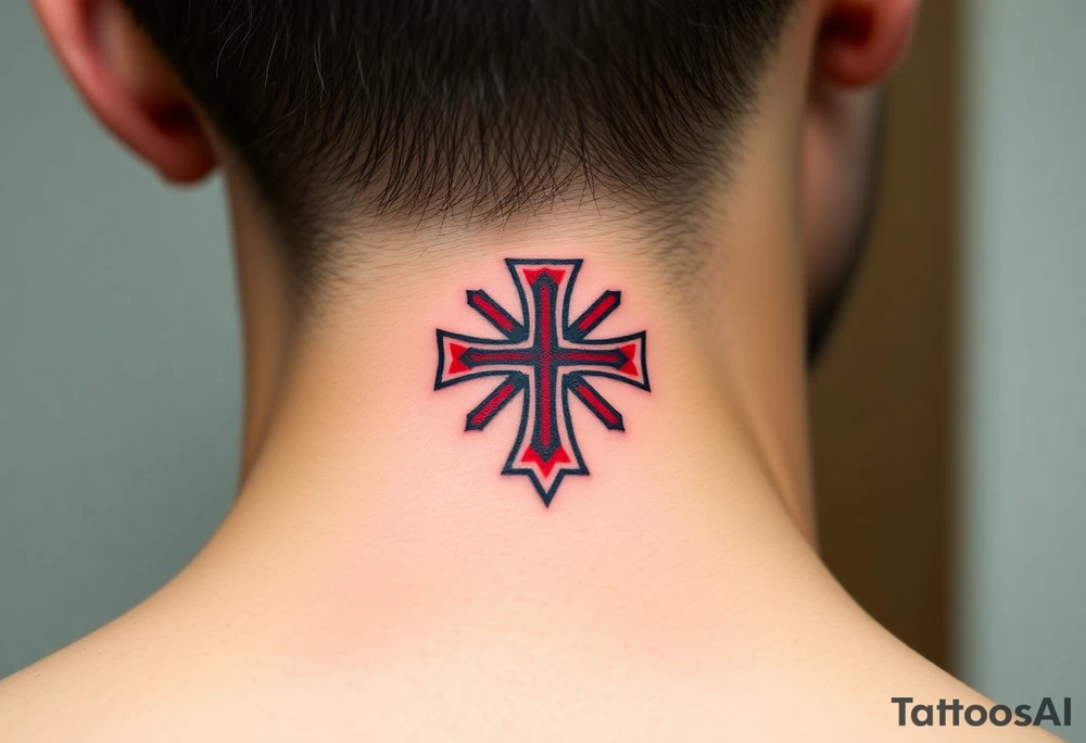 A bold red and black Maltese cross tattoo idea