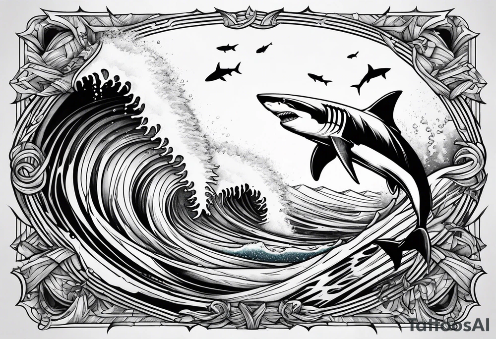 torrential ocean sharks tattoo idea