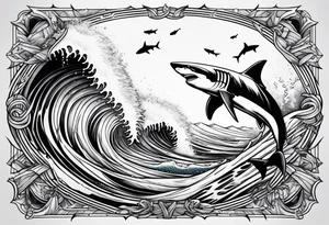 torrential ocean sharks tattoo idea