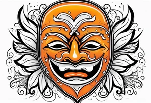 Crying mask that is orange and black tattoo idea