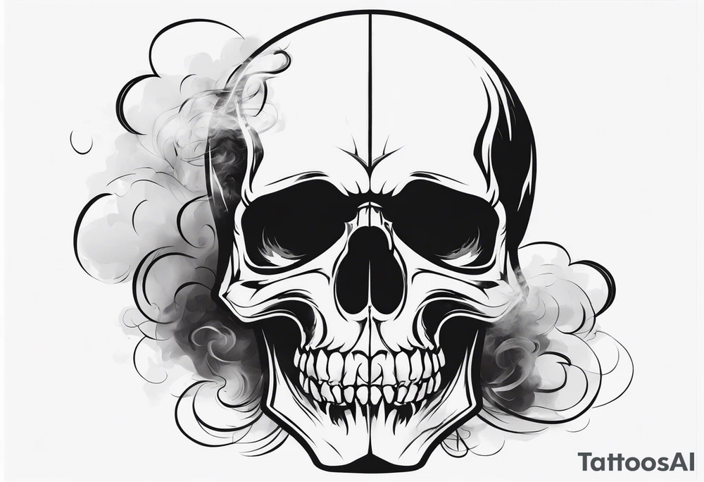 skull with smoke on top tattoo idea