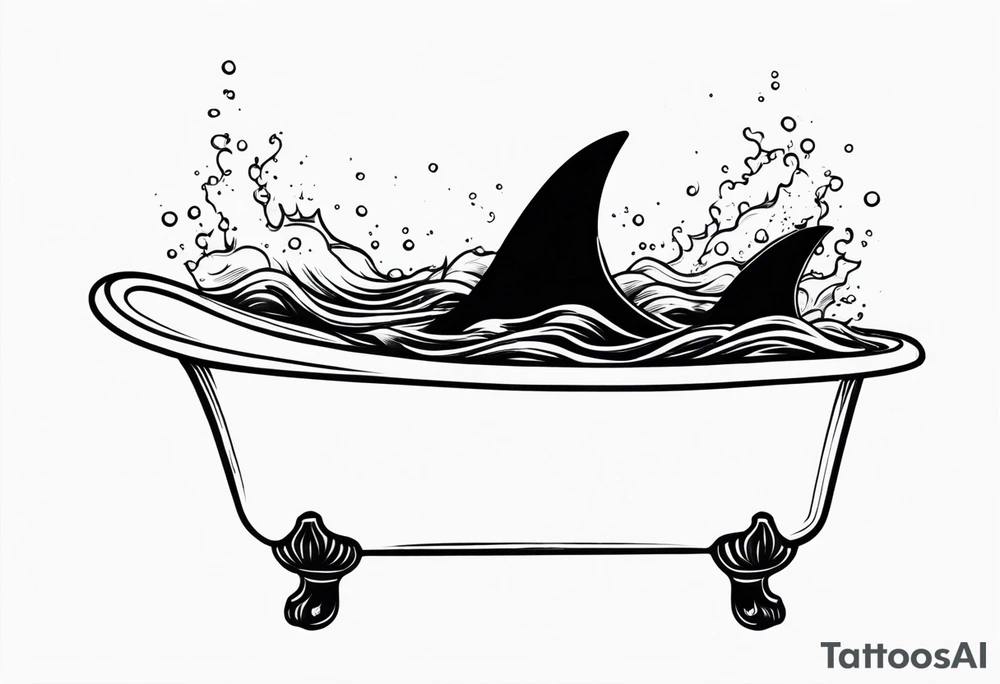 shark fin coming out of old school bathtub tattoo idea