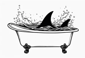 shark fin coming out of old school bathtub tattoo idea