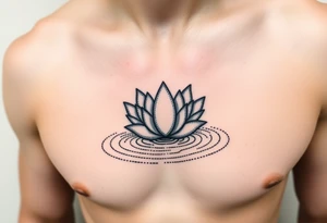 serene lotus flower emerging from sacred waters with ripples tattoo idea