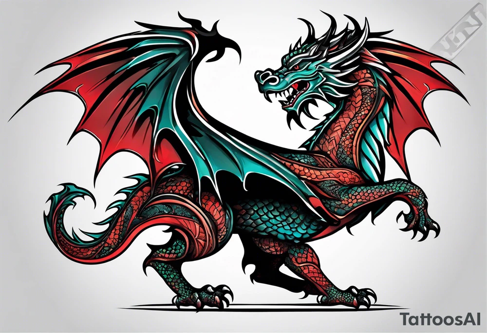 Standing Welsh dragon tattoo idea