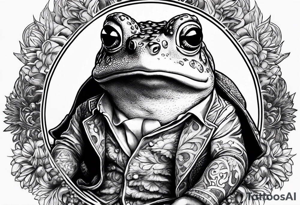 Toad wearing pimp fur coat no shirt tattoo idea