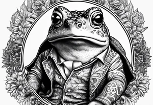 Toad wearing pimp fur coat no shirt tattoo idea