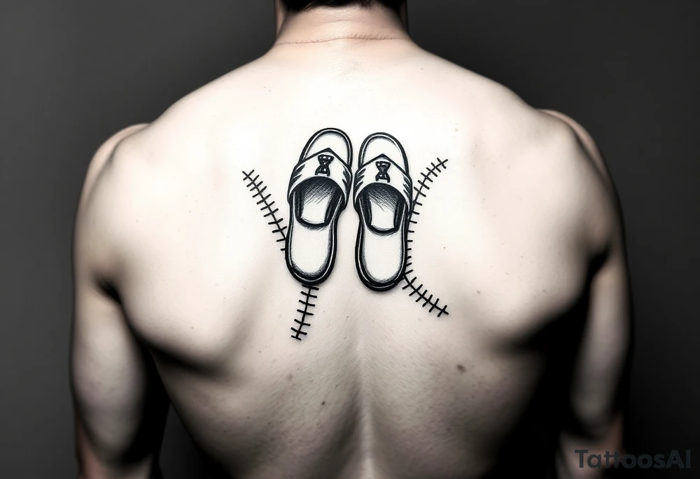 Softball with slippers on it tattoo idea