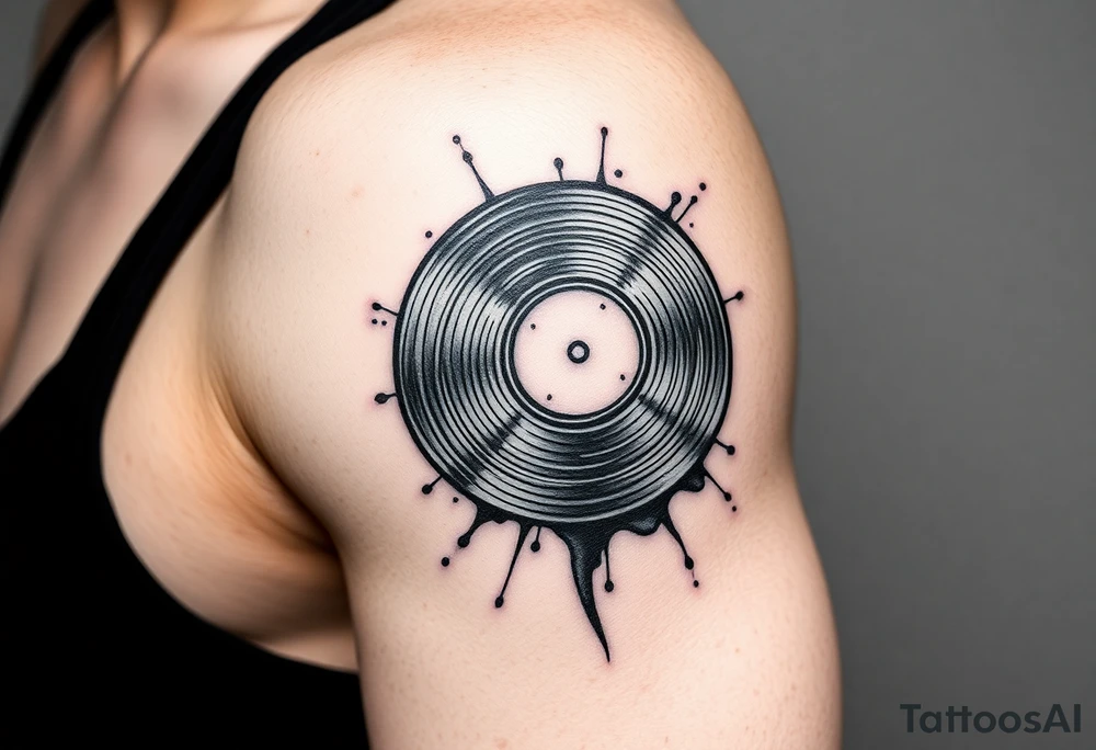 vinyl records as an expression of love for house music tattoo idea