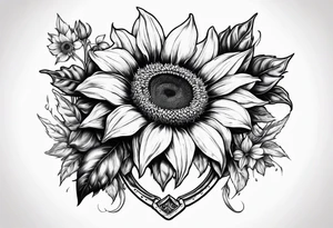 Horseshoe with a sunflower in the center tattoo idea